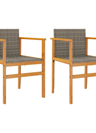 Tuinstoelen 2 st poly rattan en massief hout grijs