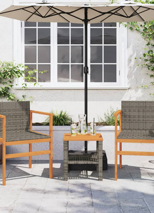 Tuinstoelen 2 st poly rattan en massief hout grijs