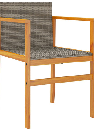 Tuinstoelen 2 st poly rattan en massief hout grijs