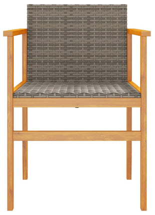 Tuinstoelen 2 st poly rattan en massief hout grijs