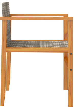 Tuinstoelen 2 st poly rattan en massief hout grijs