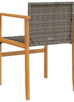 Tuinstoelen 2 st poly rattan en massief hout grijs