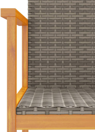 Tuinstoelen 2 st poly rattan en massief hout grijs