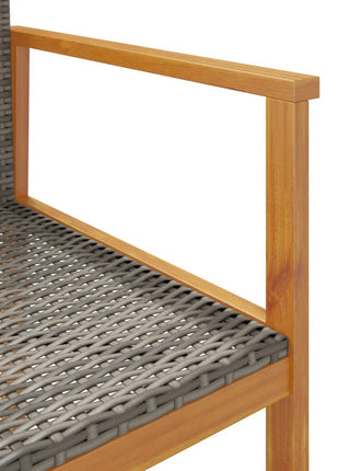 Tuinstoelen 2 st poly rattan en massief hout grijs