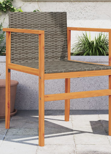 Tuinstoelen 2 st poly rattan en massief hout grijs