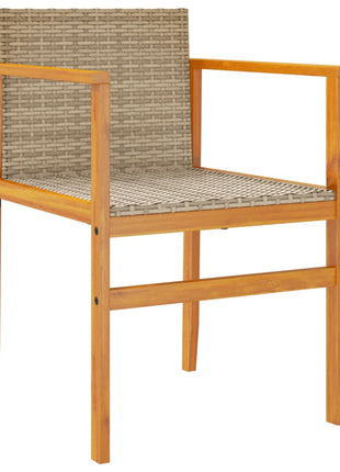 Tuinstoelen 2 st poly rattan en massief hout beige