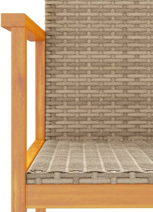 Tuinstoelen 2 st poly rattan en massief hout beige