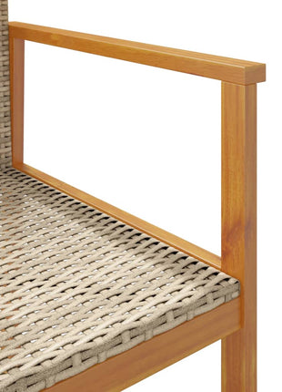 Tuinstoelen 2 st poly rattan en massief hout beige
