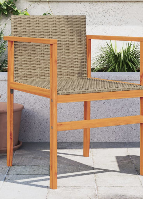 Tuinstoelen 2 st poly rattan en massief hout beige