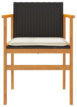 Tuinstoelen 2 st met kussens poly rattan en massief hout zwart
