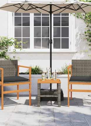 Tuinstoelen 2 st met kussens poly rattan en massief hout grijs