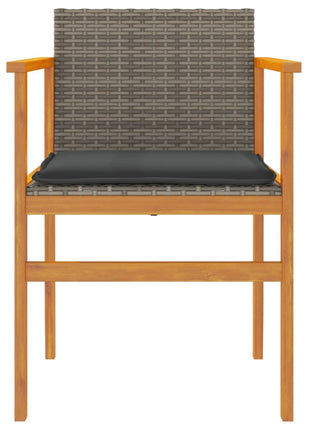 Tuinstoelen 2 st met kussens poly rattan en massief hout grijs