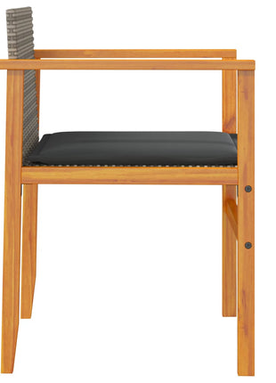 Tuinstoelen 2 st met kussens poly rattan en massief hout grijs