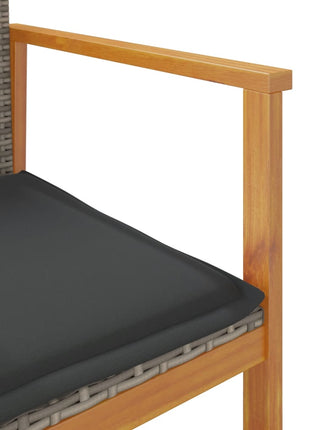 Tuinstoelen 2 st met kussens poly rattan en massief hout grijs