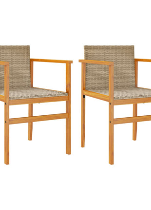Tuinstoelen 2 st met kussens poly rattan en massief hout beige