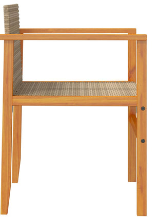 Tuinstoelen 2 st met kussens poly rattan en massief hout beige