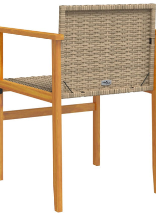 Tuinstoelen 2 st met kussens poly rattan en massief hout beige