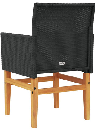 Tuinstoelen 2 st met kussens poly rattan en massief hout zwart