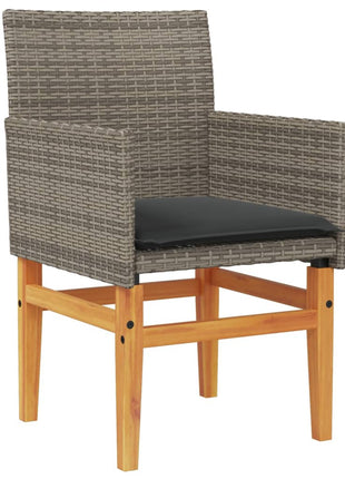 Tuinstoelen 2 st met kussens poly rattan en massief hout grijs