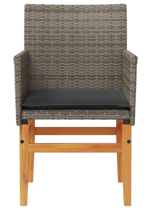 Tuinstoelen 2 st met kussens poly rattan en massief hout grijs