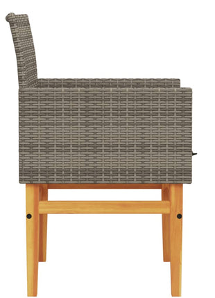 Tuinstoelen 2 st met kussens poly rattan en massief hout grijs