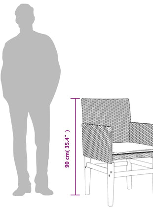 Tuinstoelen 2 st met kussens poly rattan en massief hout grijs