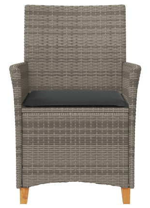 Tuinstoelen 2 st met kussens poly rattan en massief hout grijs