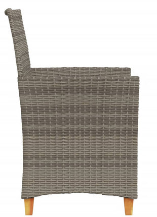 Tuinstoelen 2 st met kussens poly rattan en massief hout grijs