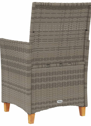 Tuinstoelen 2 st met kussens poly rattan en massief hout grijs