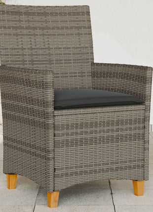 Tuinstoelen 2 st met kussens poly rattan en massief hout grijs