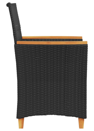 Tuinstoelen 2 st met kussens poly rattan en massief hout zwart
