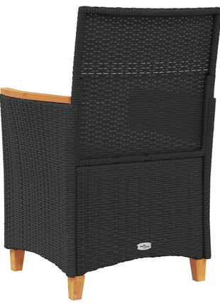 Tuinstoelen 2 st met kussens poly rattan en massief hout zwart