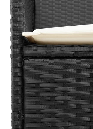Tuinstoelen 2 st met kussens poly rattan en massief hout zwart
