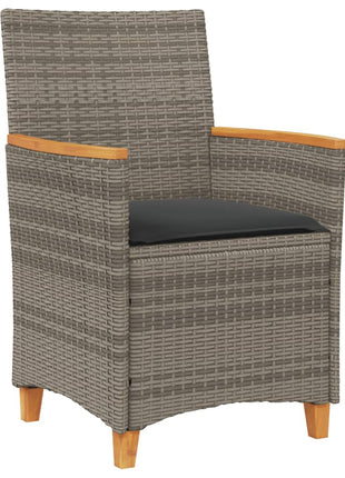 Tuinstoelen 2 st met kussens poly rattan en massief hout grijs