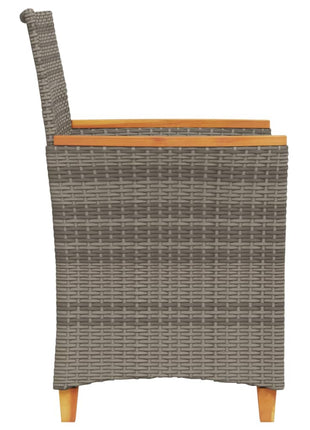 Tuinstoelen 2 st met kussens poly rattan en massief hout grijs