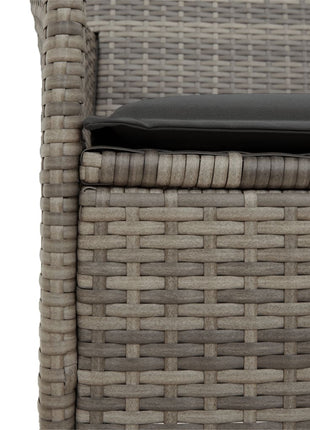 Tuinstoelen 2 st met kussens poly rattan en massief hout grijs