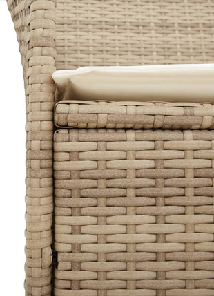 Tuinstoelen 2 st met kussens poly rattan en massief hout beige