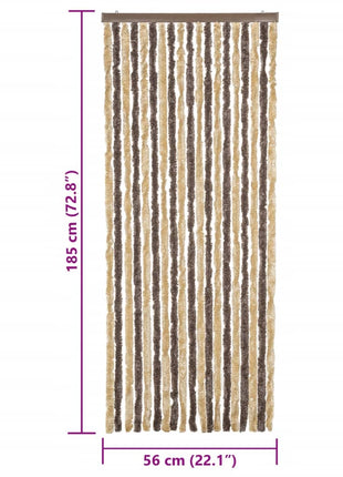 Vliegengordijn 56x185 cm chenille donkerbruin en beige
