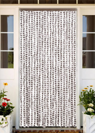 Vliegengordijn Chenille Taupe En Wit