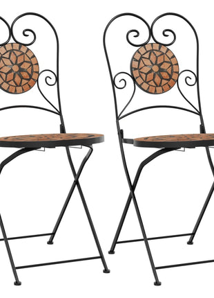 Bistrostoelen 2 st inklapbaar keramiek terracottakleurig