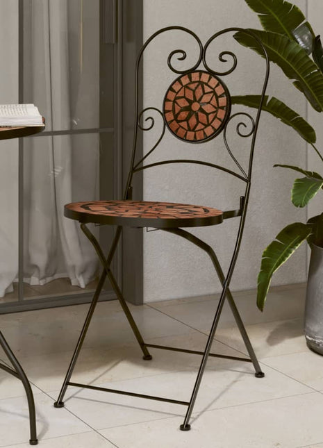 Bistrostoelen 2 st inklapbaar keramiek terracottakleurig