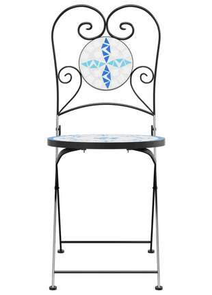 Bistrostoelen 2 st inklapbaar keramiek blauw en wit