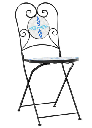 Bistrostoelen 2 st inklapbaar keramiek blauw en wit