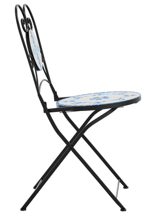 Bistrostoelen 2 st inklapbaar keramiek blauw en wit