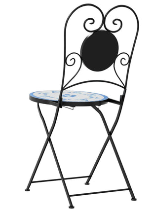 Bistrostoelen 2 st inklapbaar keramiek blauw en wit