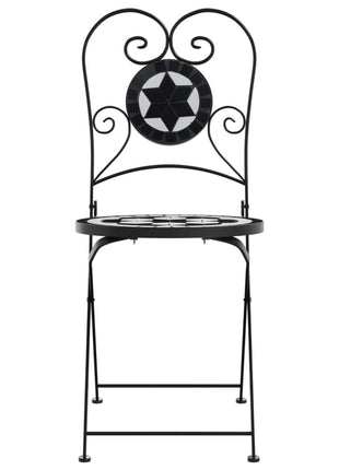 Bistrostoelen 2 st inklapbaar keramiek zwart en wit