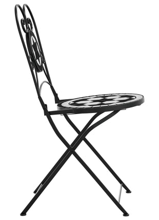 Bistrostoelen 2 st inklapbaar keramiek zwart en wit