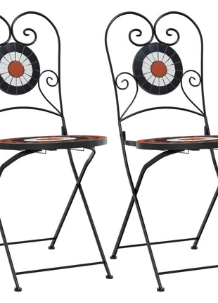 Bistrostoelen 2 st inklapbaar keramiek terracottakleurig en wit