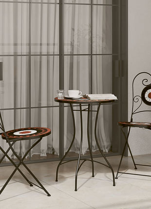 Bistrostoelen 2 st inklapbaar keramiek terracottakleurig en wit