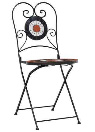 Bistrostoelen 2 st inklapbaar keramiek terracottakleurig en wit